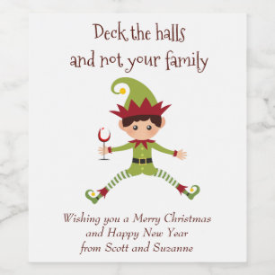 Deck the Halls Wine Funny Wine Label Weinetikett
