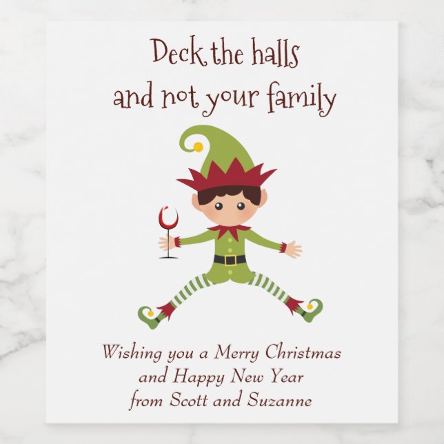 Deck the Halls Wine Funny Wine Label Weinetikett (Einzelnes Label)