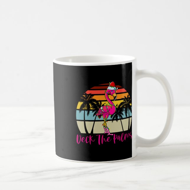 Deck the Palms Christmas Flamingo Palm Tree Tropic Kaffeetasse (Rechts)