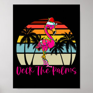 Deck the Palms Christmas Flamingo Palm Tree Tropic Poster