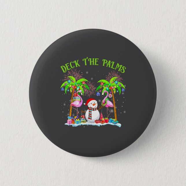 Deck The Palms Flamingo Trocal Christmas Lights Pa Button (Vorderseite)