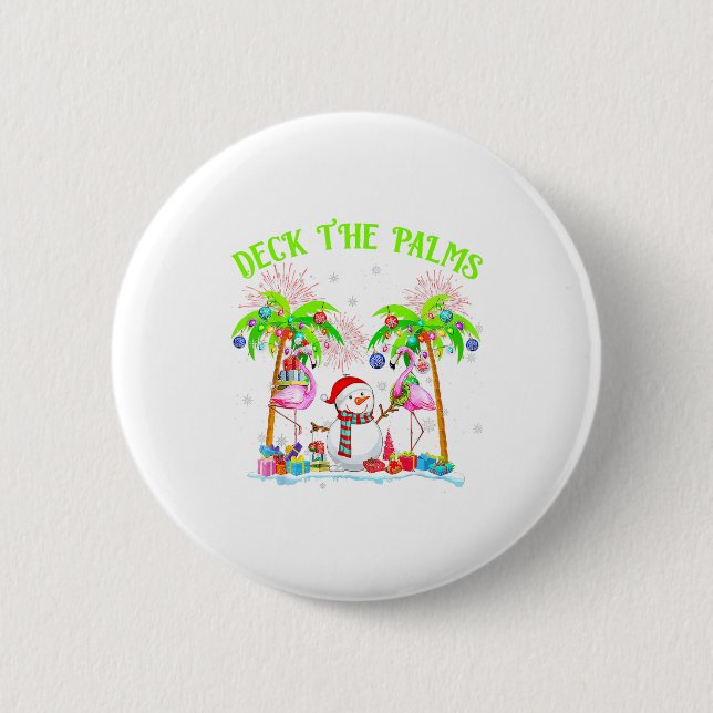 Deck The Palms Flamingo Trocal Christmas Lights Pa Button (Vorderseite)