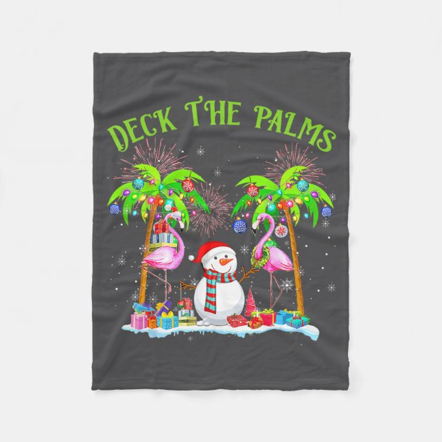 Deck The Palms Flamingo Trocal Christmas Lights Pa Fleecedecke (Vorderseite)