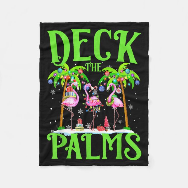 Deck The Palms Flamingo Trocal Christmas Lights Pa Fleecedecke (Vorderseite)