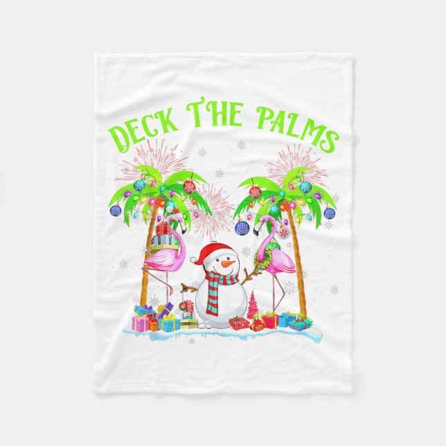 Deck The Palms Flamingo Trocal Christmas Lights Pa Fleecedecke (Vorderseite)