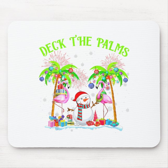 Deck The Palms Flamingo Trocal Christmas Lights Pa Mousepad (Vorne)