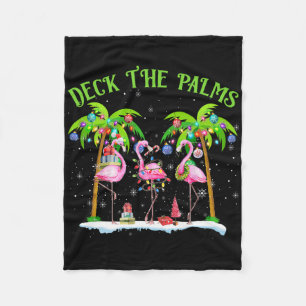 Deck the Palms Flamingo Tropical Christmas Lights Fleecedecke