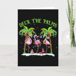 Deck the Palms Flamingo Tropical Christmas Lights Karte