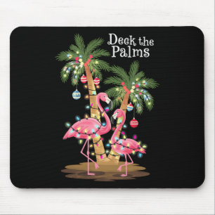 Deck the Palms Flamingo Tropical Christmas Lights Mousepad