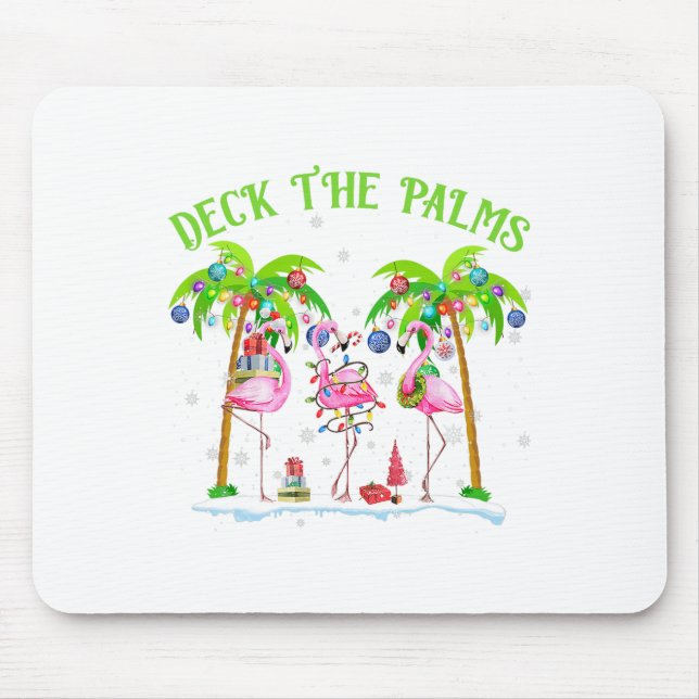 Deck the Palms Flamingo Tropical Christmas Lights Mousepad (Vorne)