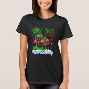 Deck the Palms frohe Weihnachtsleuchten Flamingo T-Shirt