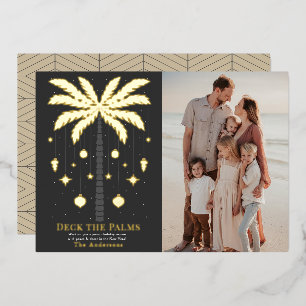 Deck the Palms Golden Palm Tree Weihnachten Foto Folien Feiertagskarte