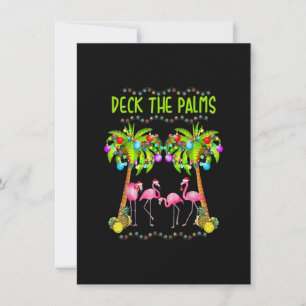 Deck The Palms Merry Flamingo Weihnachts-T-Shirt F Einladung
