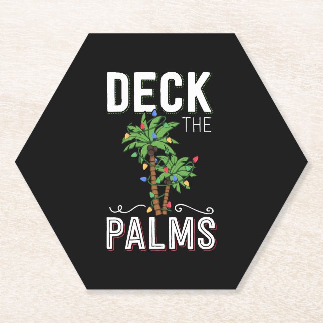 Deck The Palms Tropical Hawaii Christmas Palm Untersetzer (Vorderseite)