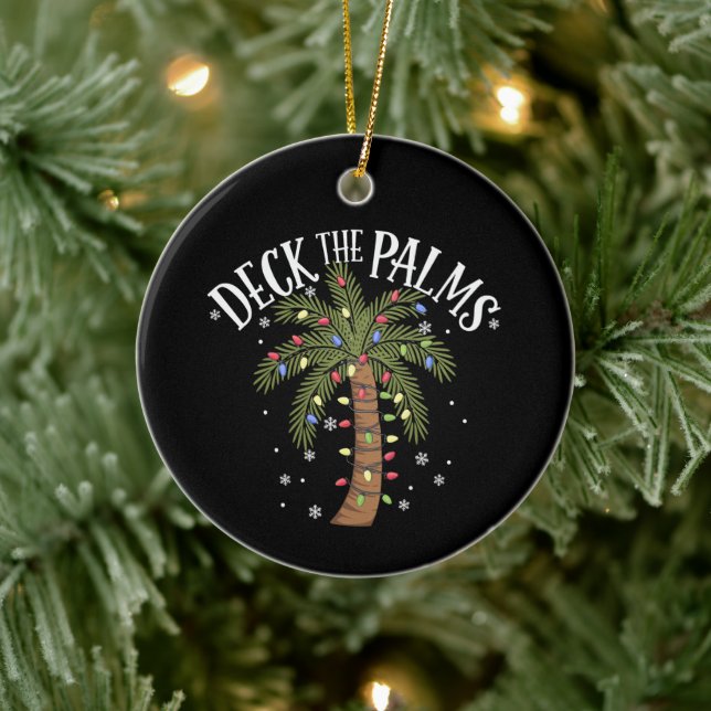 Deck the Palms Tropical Hawaii Weihnachtspalme Tre Keramik Ornament (Baum)