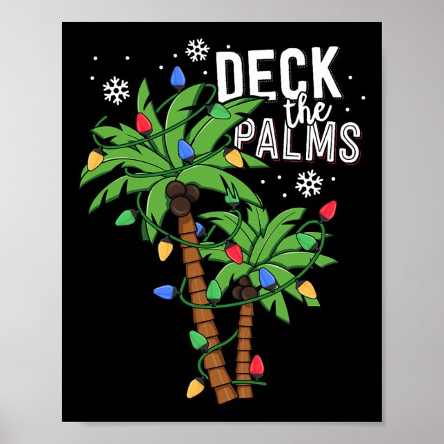 Deck the Palms Tropical Hawaii Weihnachtspalme Tre Poster (Vorne)