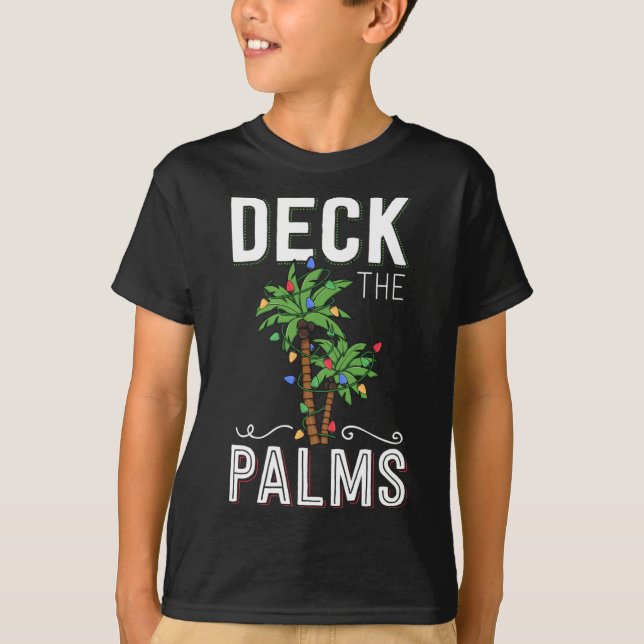 Deck the Palms Tropical Hawaii Weihnachtspalme Tre T-Shirt (Vorderseite)