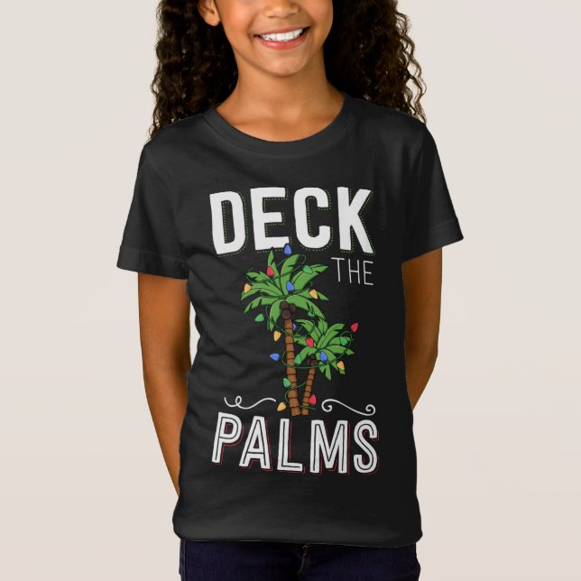 Deck the Palms Tropical Hawaii Weihnachtspalme Tre T-Shirt (Vorderseite)