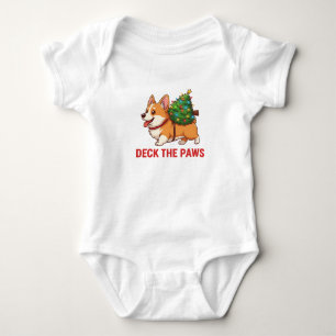 Deck the Paws Corgi Baby Bodysuit – Süßes Weihnach Strampler