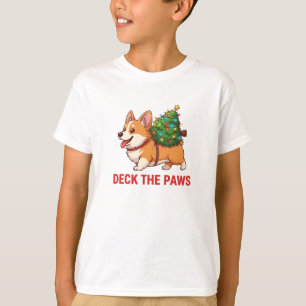 Deck the Paws Kids Corgi Shirt   Süßes Weihnachten