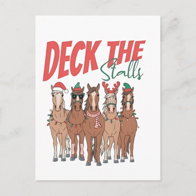 Deck the Stalls Funny Christmas Horvers Liebhaber Einladungspostkarte (Vorderseite)