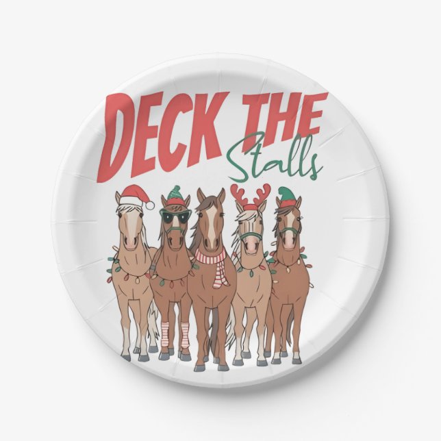 Deck the Stalls Funny Christmas Horvers Liebhaber Pappteller (Vorderseite)