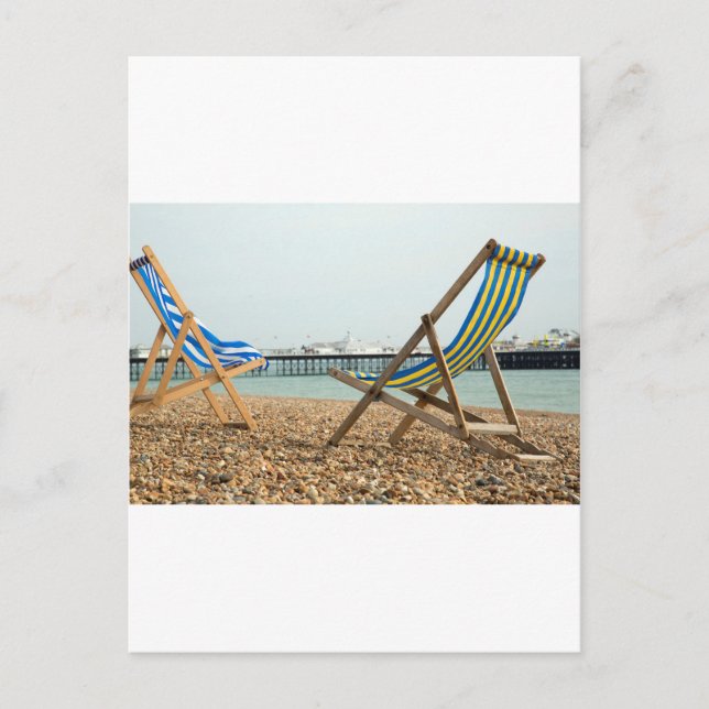 Deckchairs und Shingle Postkarte (Vorderseite)