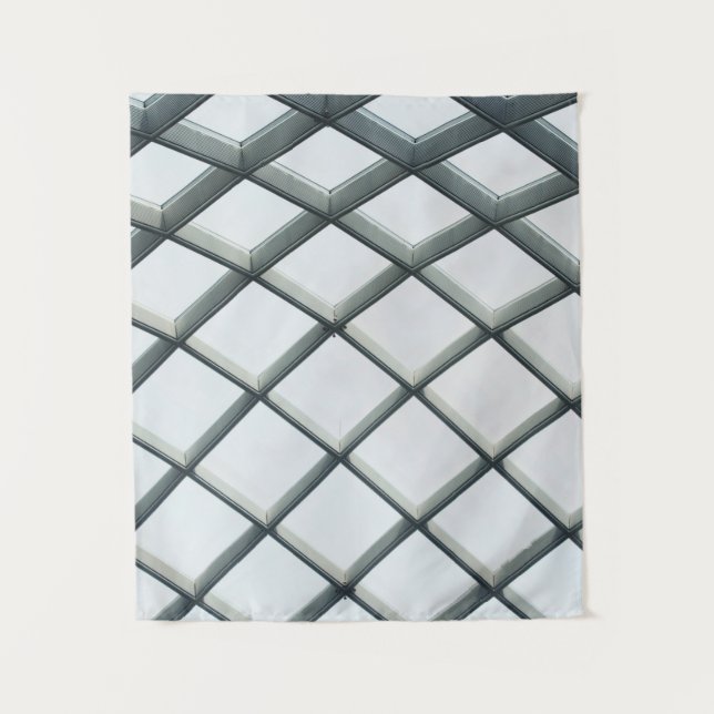 Decke aus weißem Metall und Glaskuppel Wandteppich (Vorderseite)