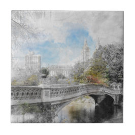 Decke der Watercolor Central Park Bridge Fliese