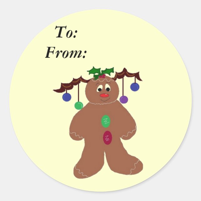 Decked out Gingerbreadman Runder Aufkleber (Vorderseite)