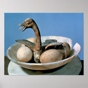 Deckel eines Alabasterglases verziert mit einem Poster