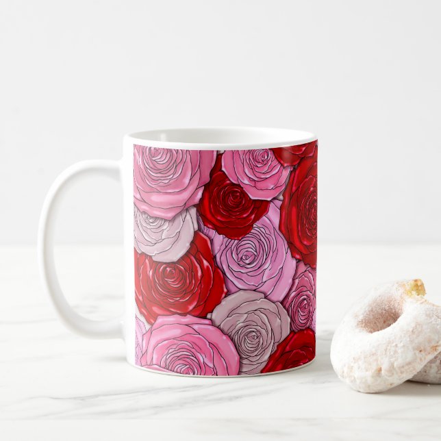 Decken der Rose Kaffeetasse (Mit Donut)