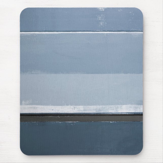 "Decken Sie" blaue und graue abstrakte Kunst auf Mousepad (Vorne)