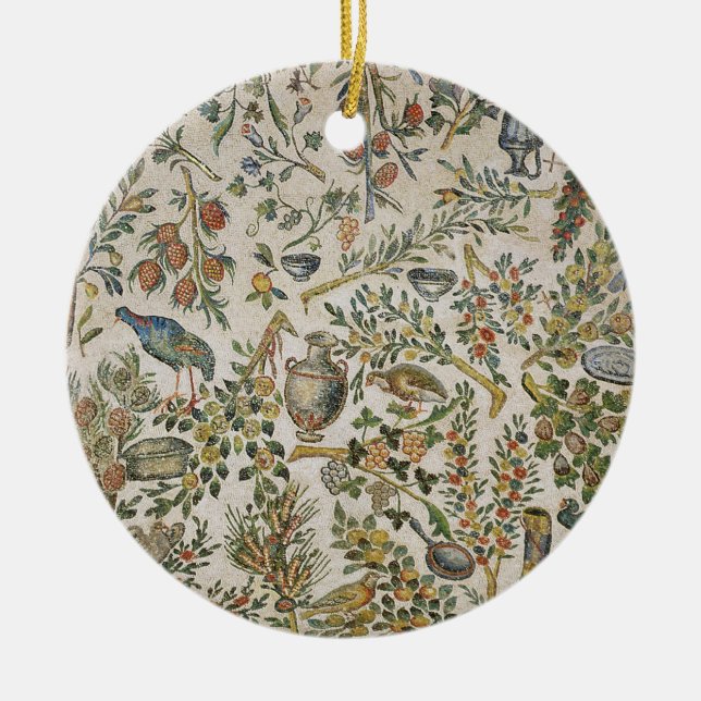 Deckendekoration mit Blumen und Vögeln (Mosaik) Keramik Ornament (Vorne)