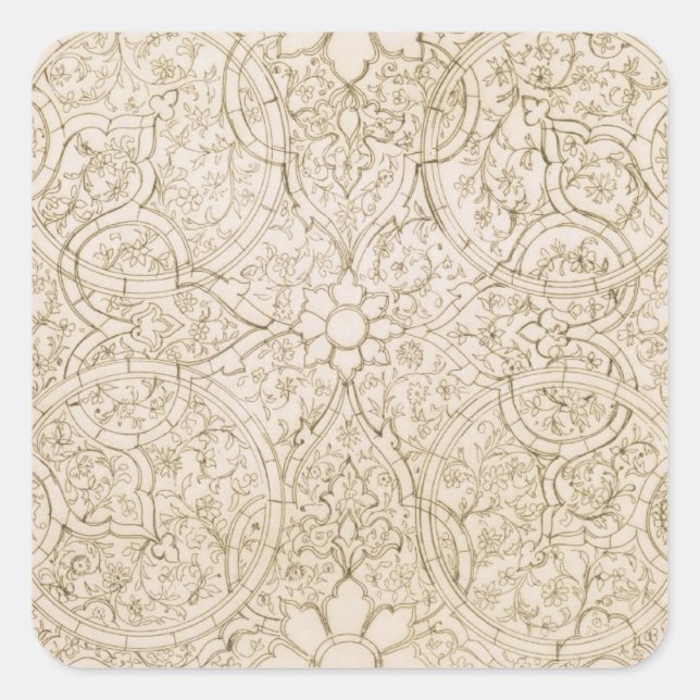 Deckendesign für das Perlzimmer, in Isfahan, für Quadratischer Aufkleber (Vorderseite)