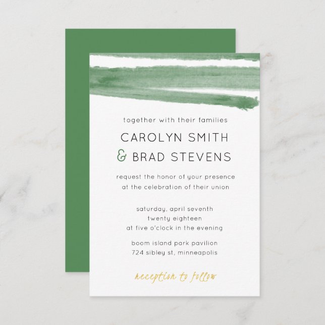 Deckengrüne und goldene Wasserfarbe gestrichene Ho Einladung (Vorne/Hinten)