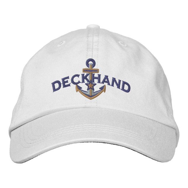 Deckhand Nautical Stern Anker Stickerei Bestickte Baseballkappe (Vorderseite)