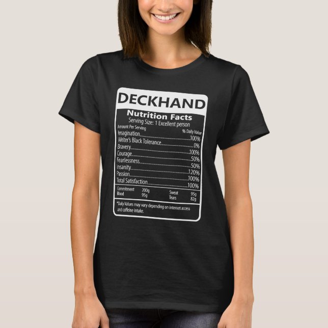 Deckhand Nutrition Fakten Sarcastic Graphic T-Shirt (Vorderseite)