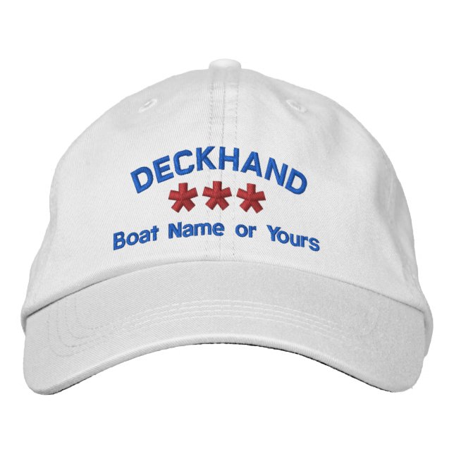 DECKHAND Personalisierter Name Custom WHUE RED BLU Bestickte Baseballkappe (Vorderseite)