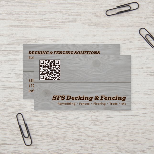 Decking & Fencing Business QR Vcard Visitenkarte (Vorderseite/Rückseite Beispiel)