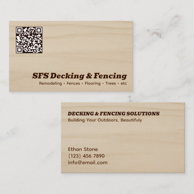 Decking & Fencing Business QR Vcard Visitenkarte (Vorne/Hinten)