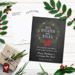 Decking New Halls Chalkboard | Holiday Moving Ankündigungspostkarte<br><div class="desc">Celebrate im Stil with these trendy new home moving announcement postcards. The design is easy to personalize with your own fotos & wording and your family and friends will be thrilled when they receive these fabulous change of address announcement postcards.</div>