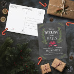 Decking New Halls | Chalkboard Holiday Moving Ankündigungspostkarte<br><div class="desc">Celebrate in style with these trendy new home moving announcement postcards. The design is easy to personalize with your own photos & wording and your family and friends will be thrilled when they receive these fabulous change of address announcement postcards.</div>