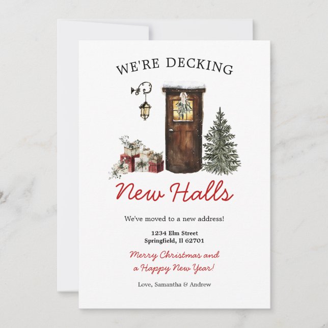 Decking New Halls Christmas New Home Announcement Einladung (Vorderseite)