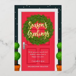 Deckte Haustür REAL FOIL Business Holiday Card Folien Feiertagskarte