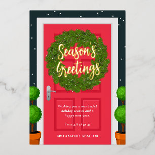 Deckte Haustür REAL FOIL Business Holiday Card Folien Feiertagskarte