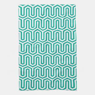 Deco Egyptian motif - turquoise and white Geschirrtuch