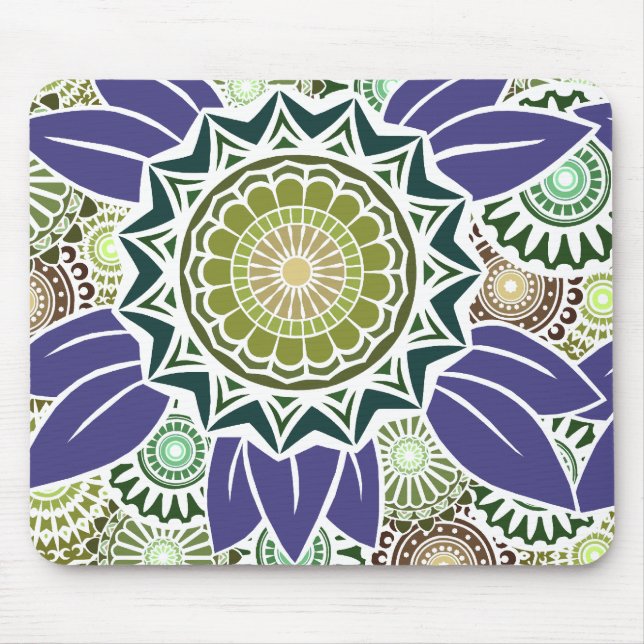 Deco Fandango in Grün und Weinrot Mousepad (Vorne)