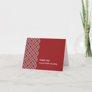 Deco red white circle pattern thank you card dankeskarte