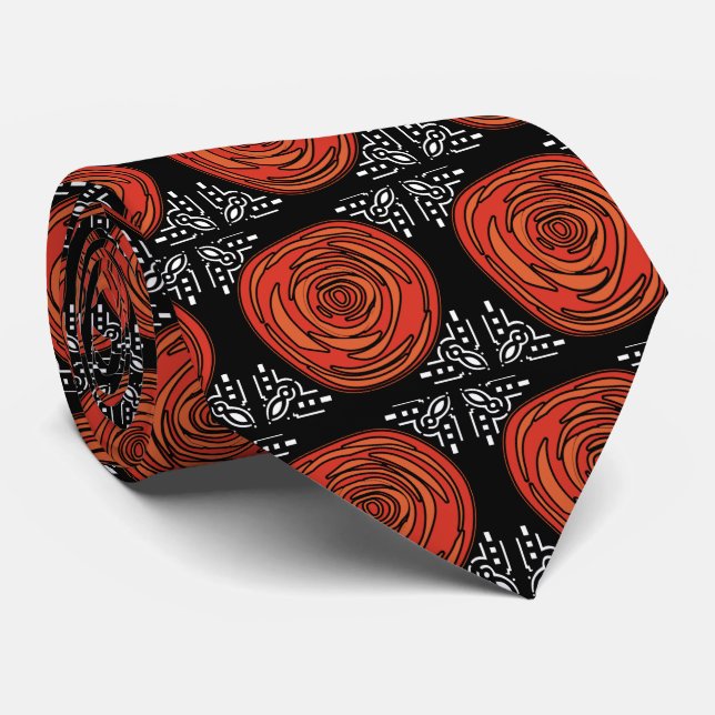 Decofied Roses Red and White on Black Krawatte (Gerollt)